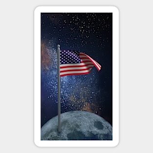 American Flag On The Moon Magnet